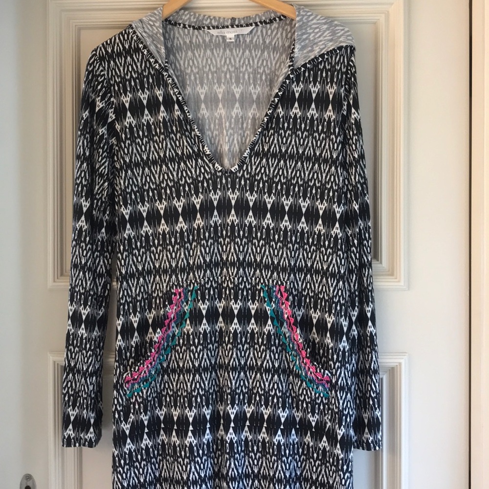 Ella Moss embroidered beach coverup dress hood